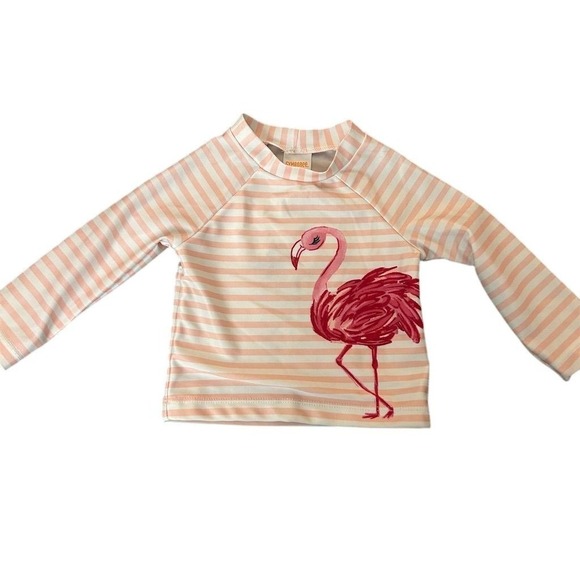 Gymboree Baby Girls Flamingo Rashguard Swim Top 6-12 Months Pink - Picture 1 of 6
